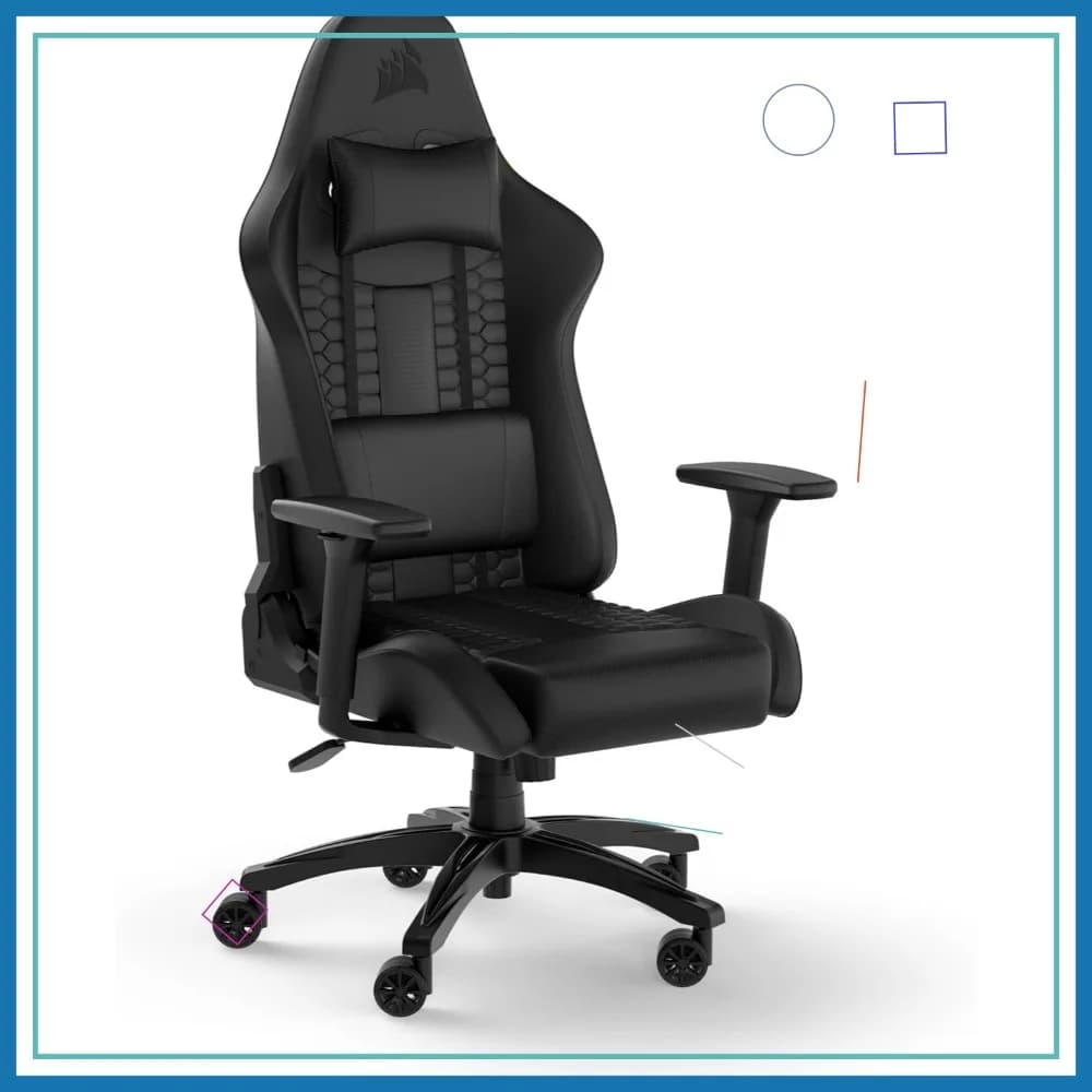 Sedia da Gaming Comoda in Similpelle, Design Racing, con Cuscini Lombari e Cervicali, Altezza e Braccioli Regolabili, Nera