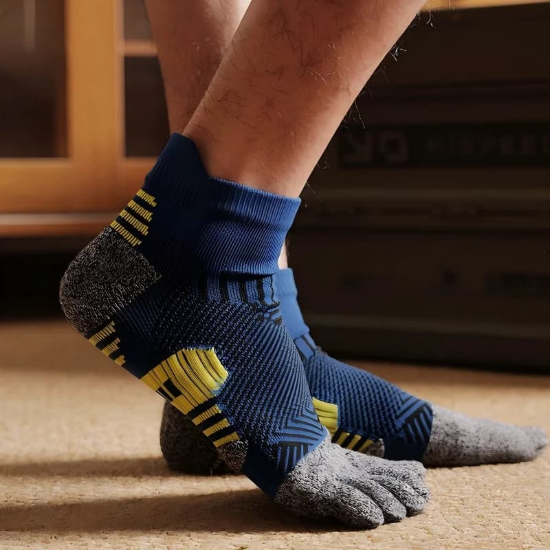 1/2/3 Pairs Men's Professional Running Toe Socks Breathable Five Finger Socks Color Block Sports Short Socks for Spring Summer