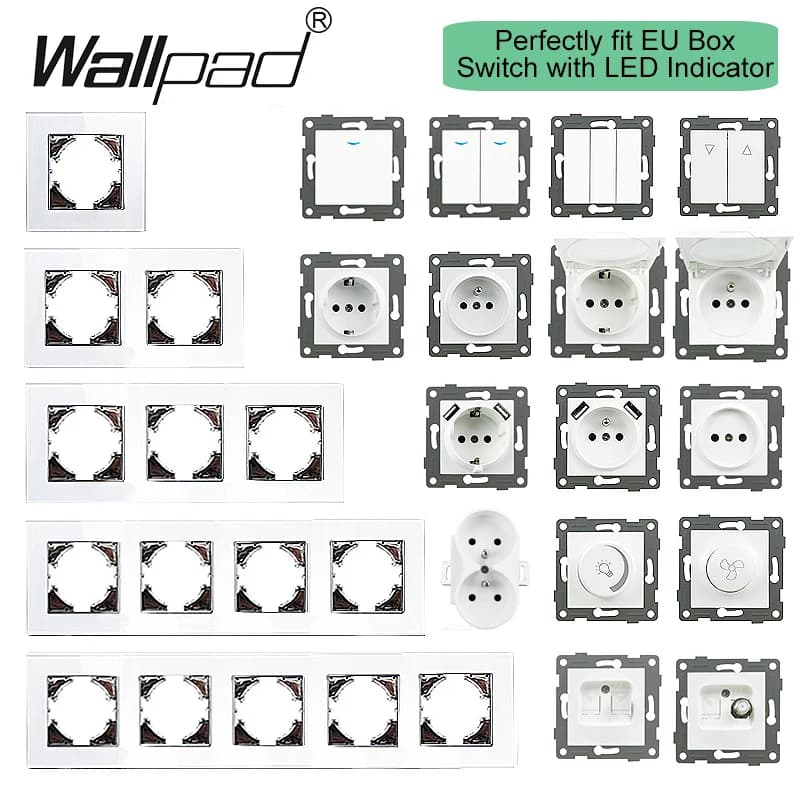 Interruttore ue fai-da-te con LED Neon 1 2 3 interruttore luce Gang 16A presa francese ue con ventola caricatore USB scatola di uscita satellitare dati Dim