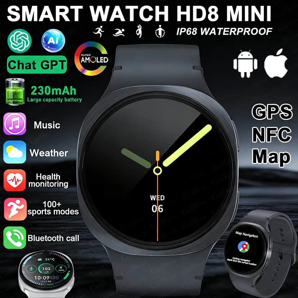 Nuovo Smartwatch 2026 con GPS, Monitoraggio Salute e Sport, Display AMOLED, Chiamate Bluetooth, Impermeabile, per Uomo e Donna