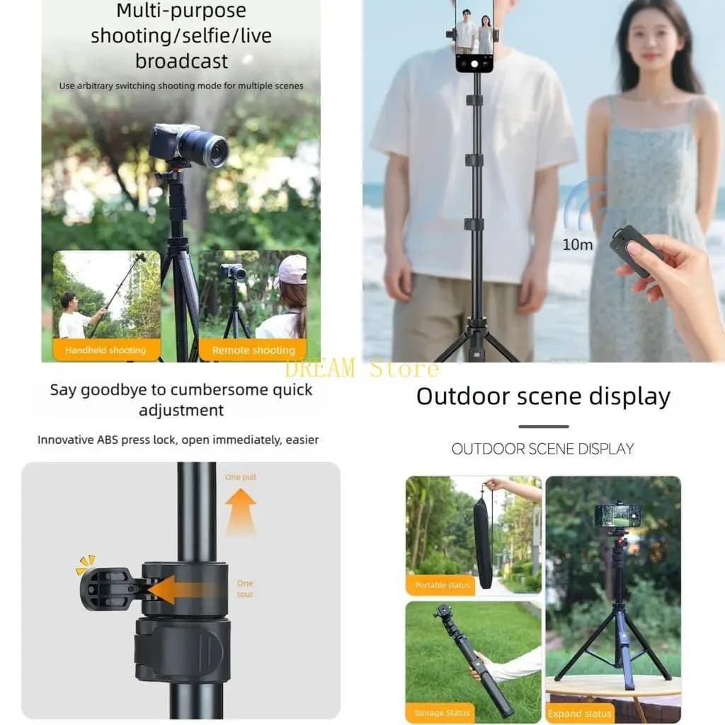 Multifunctional aluminum phone tripod with 10 m wireless control. best sale