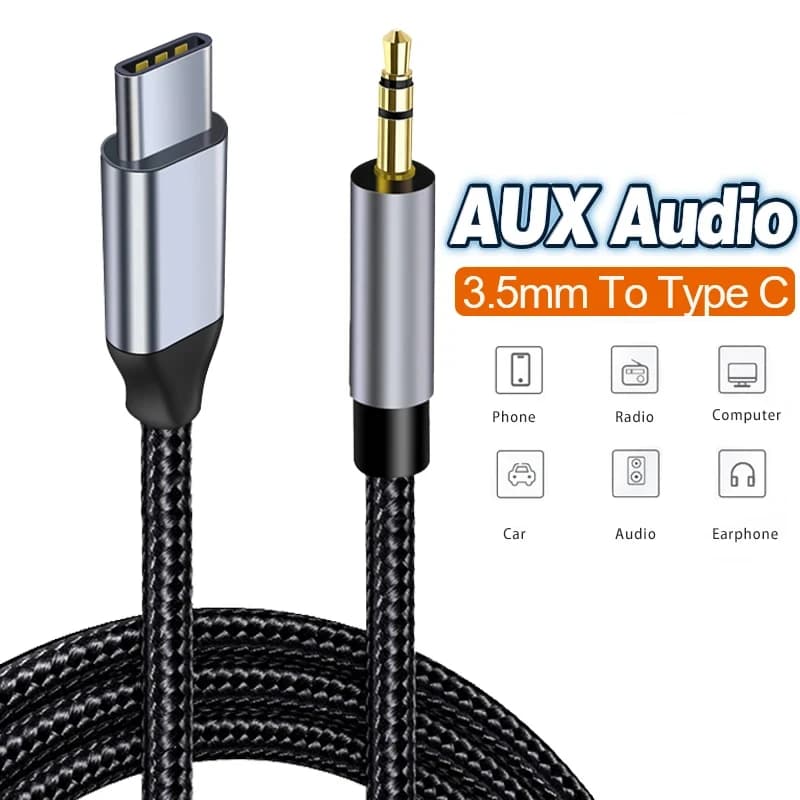 Cavo audio per altoparlante da USB C a 3,5 mm Cavo audio per cuffie per auto Convertitore di tipo C Jack per altoparlante per Samsung Xiaomi Realme