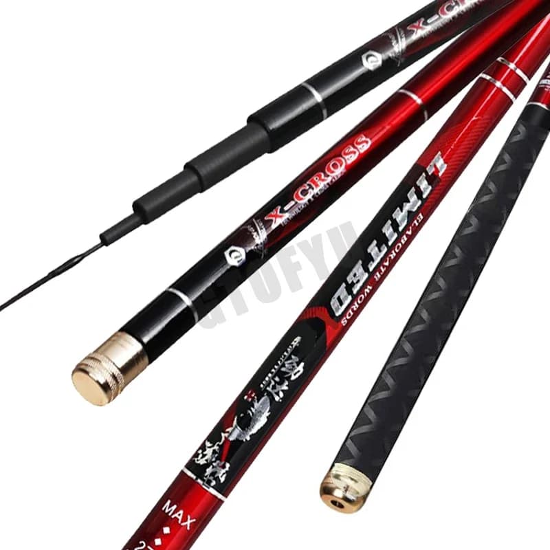 2.7M/4.5M/5.4M/6.3M/7.2M/8M/10M Canna da pesca telescopica con serbatoio in carbonio Canna da pesca per stagno Canna da pesca a mano in fibra dura super leggera