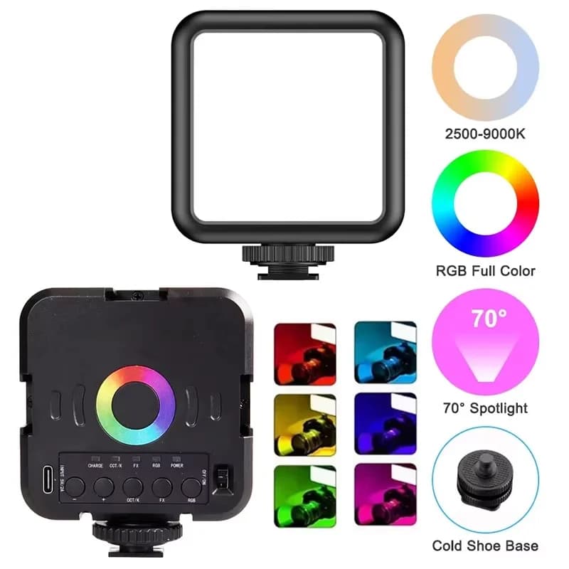 Pocket Full Color RGB Light Portable LED Video Mini Fill Lamp Adjustable For Camera Smartphone For GoPro Laptop PC Vlog Shooting