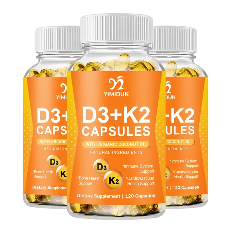 Vitamin D3 5,000 UI + K2 MK-7 200 mcg, 120 soft gels | Bone, immune and heart support 2 in 1 | Easy to swallow, not GMO