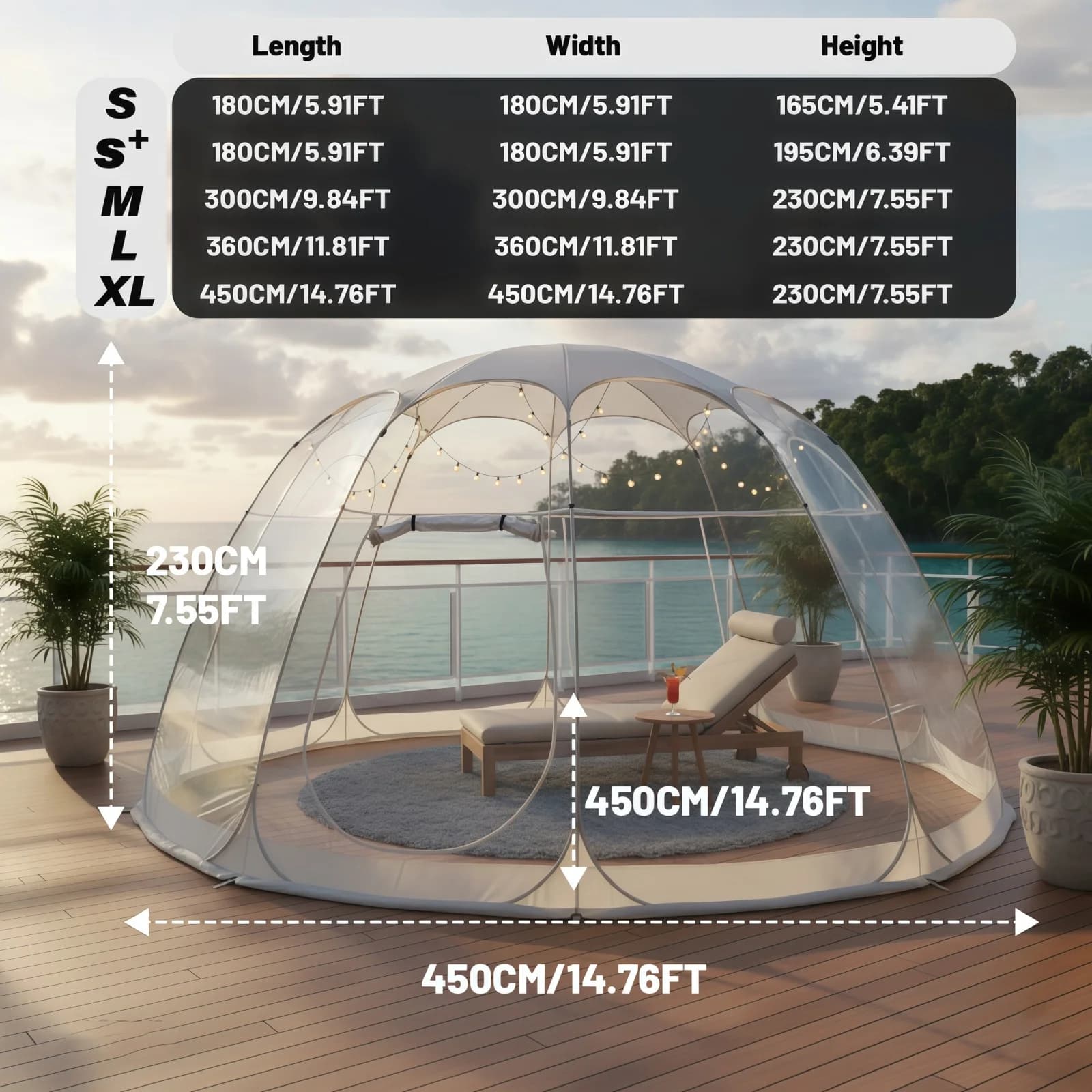 Large Instant Bubble Tent, Waterproof, Outdoor Igloo, Oversize Camping Pod, Cold Protection Patio Screen