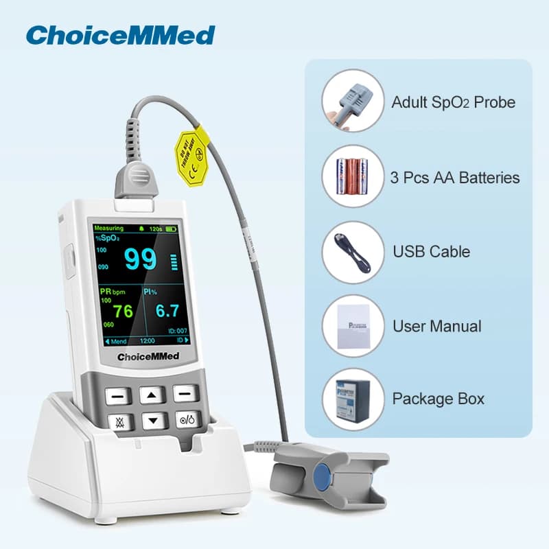 ChoiceMMed Medical Rechargeable Laptop Pulse Oximeter Portable Health Monitor SPO2 PI PR for Adult Children Newborn