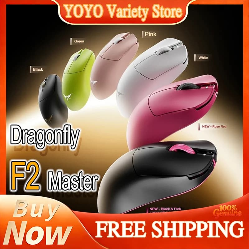 Mouse da gioco wireless VGN Dragonfly F2 Master Tri Mode, leggero, lunga durata della batteria, Paw3395/Paw3950, frequenza di polling 8K, per laptop