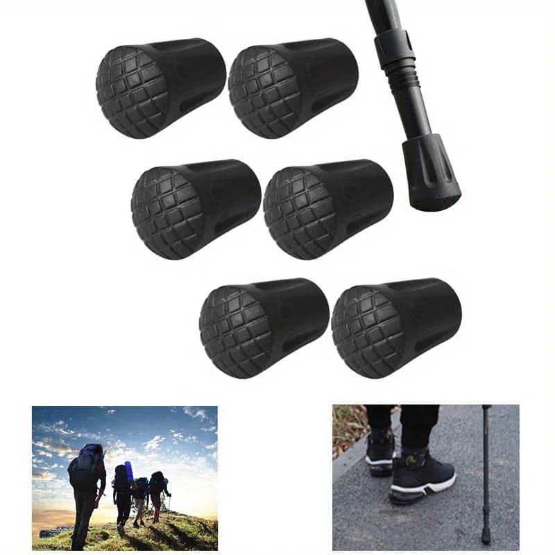 6Pcs/set Walking Pole Stick End Trekking Pole Tip Protectors Rubber Pads Buffer Replacement Tips End For Hiking Stick
