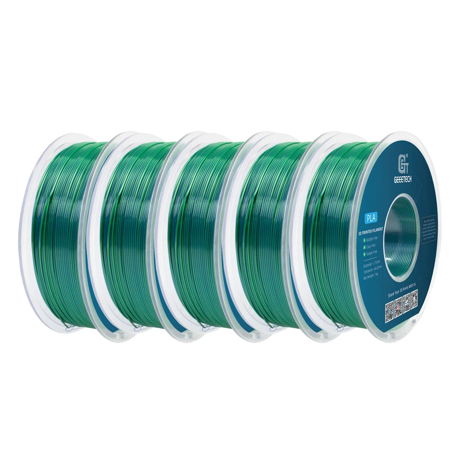 3D Printer Filament Geetech SILK Bicolor 5KG 1kg/roll 1.75mm Dimensional Accuracy +/- 0.02 mm 2.2 LBS (1KG) Fast Shipping