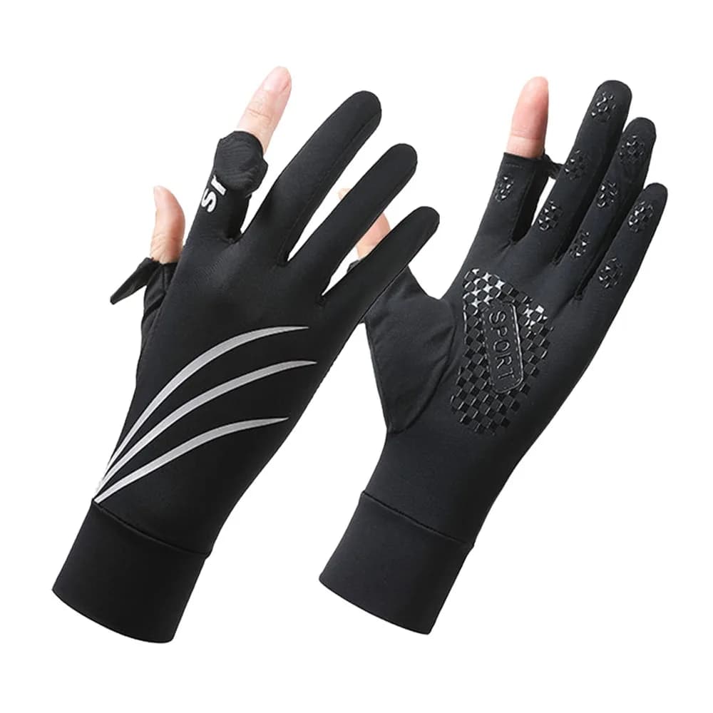 Guanti da ciclismo anti-UV con protezione solare, touchscreen, antiscivolo, in seta ghiaccio, traspiranti, altamente elastici, per sport all'aperto