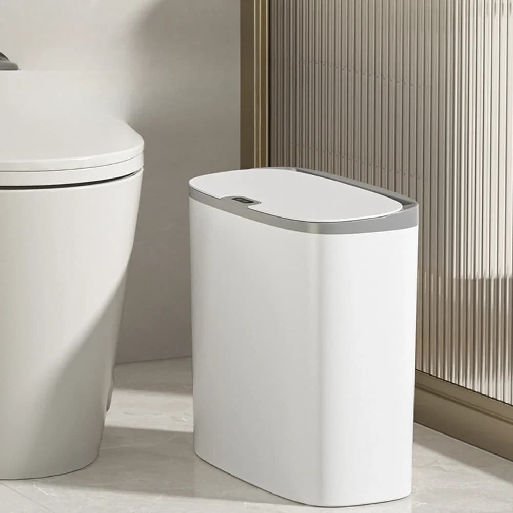 Pattumiera da bagno automatica con sensore di movimento con coperchio Pattumiera piccola senza contatto per cucina, bidone della spazzatura impermeabile
