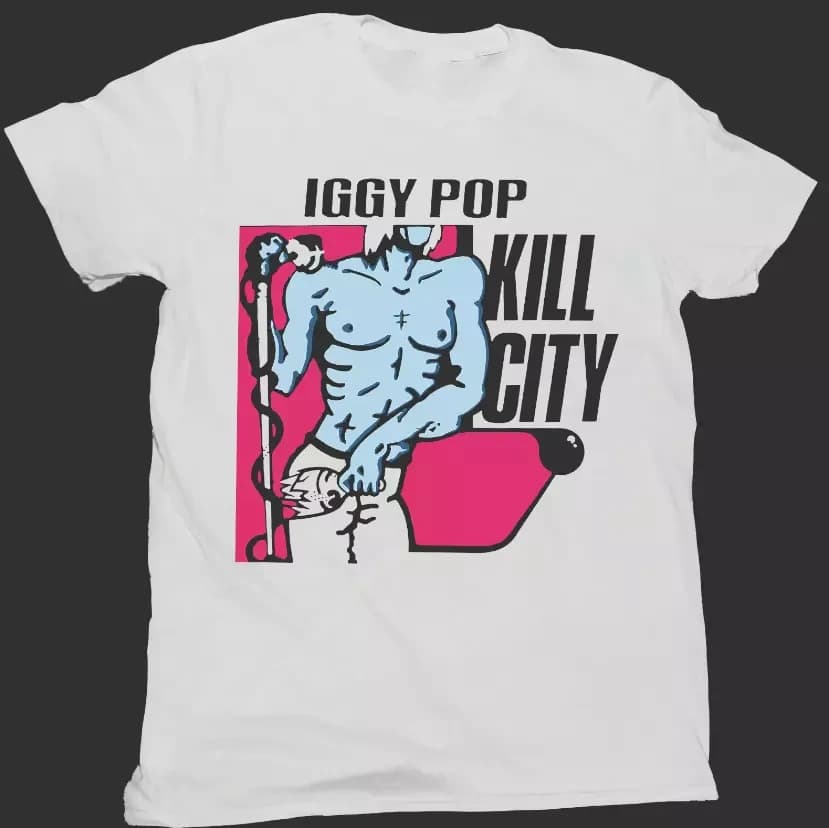 Vintage Iggy Pop Punk Rock Abito bianco Camicia unisex T-shirt stampata in cotone Estate casual da uomo Y2K Top gotico Abbigliamento donna