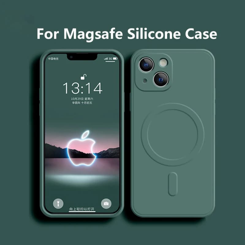 For Magsafe Magnetic Wireless Charging Case for iPhone 14 13 12 11 15 Pro Max Mini XR XS 7 8 Plus Soft Silicone Rear Cover