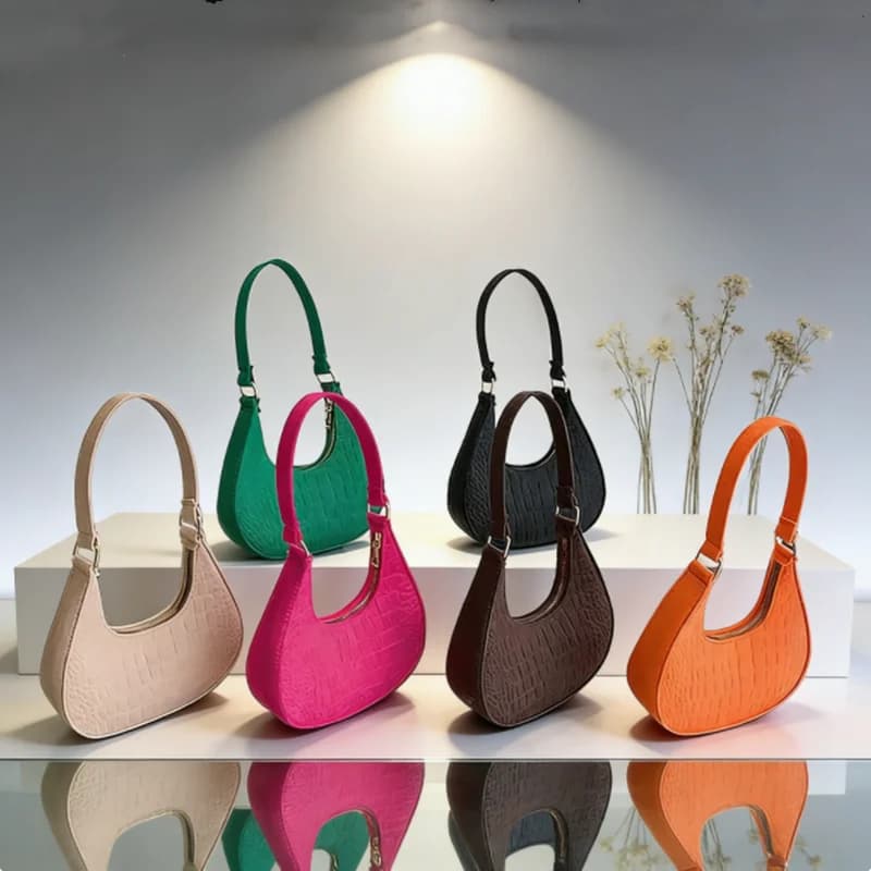 HUAHUABorse da ascella in feltro colorato chic da donna; Borse subaxilarie dalla trama avanzata; Borse a tracolla a mezzaluna di designHUAHUA