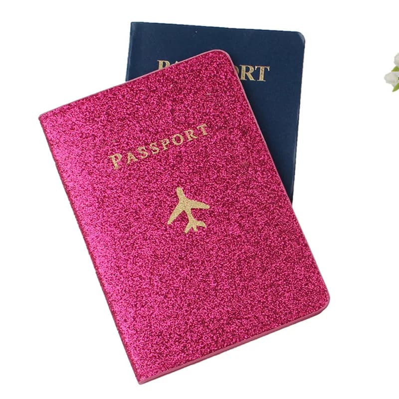 Porta Passaporto Glitterato per Donne, Accessori da Viaggio Luccicanti, Custodia per Passaporto in Pelle PU Scintillante, Organizer Sottile per Documenti