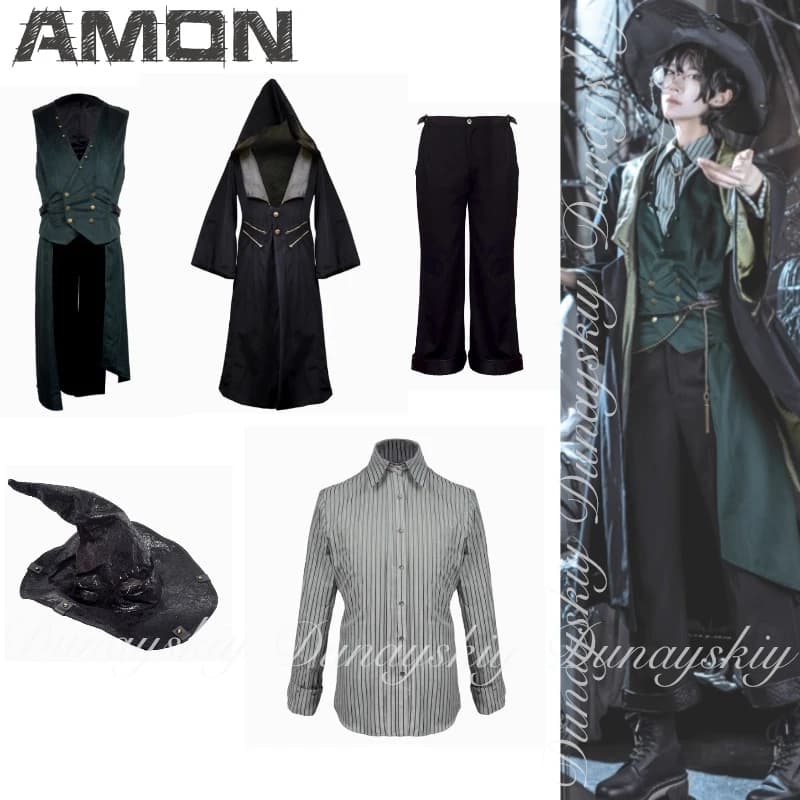 Ladies of Mysteries Amon Cosplay Sequence 0 "Error" With Set Magic And Shirts A Dark Green Vest Costume Cosplay Set Complete Set
