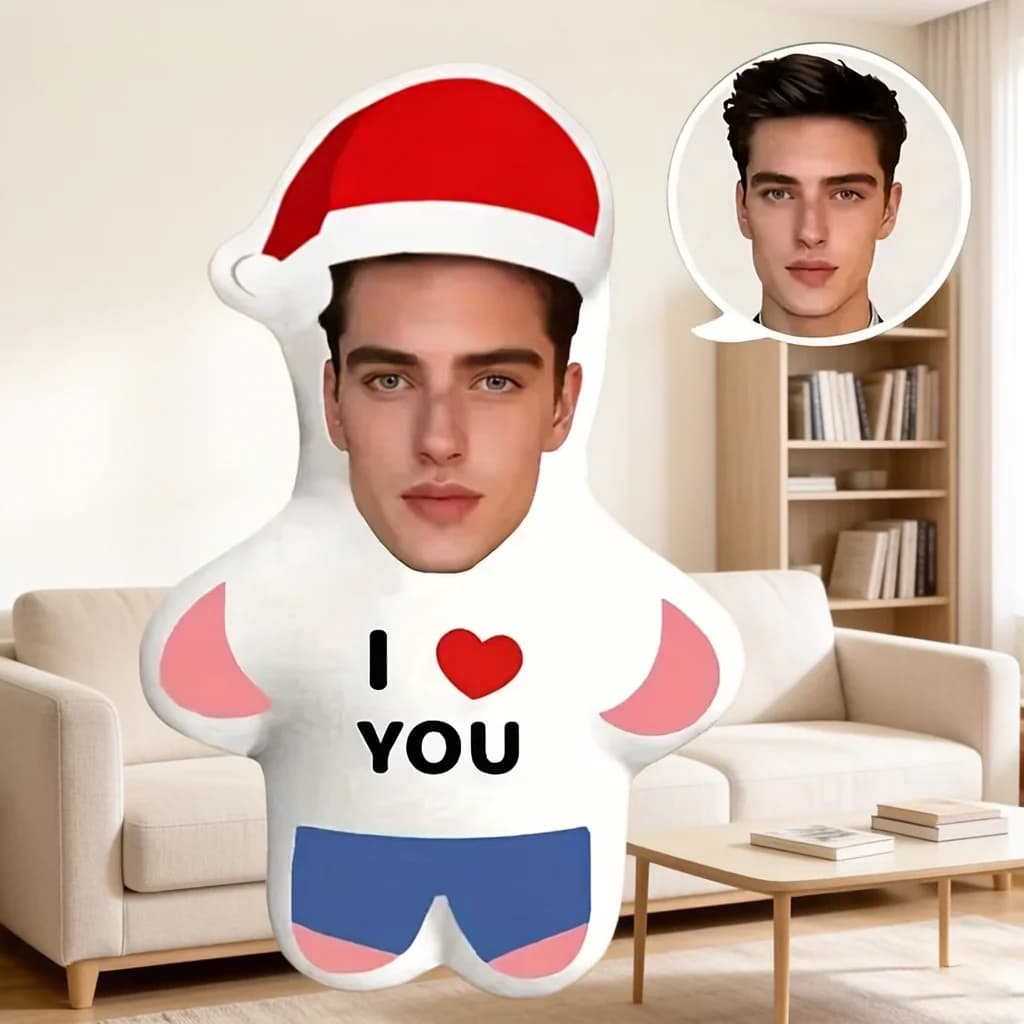 Nuovi arrivi di Natale: Mini bambola di peluche personalizzata _Ti Amo_, cuscino con foto personalizzata, regalo perfetto per coppie, in morbido poliestere