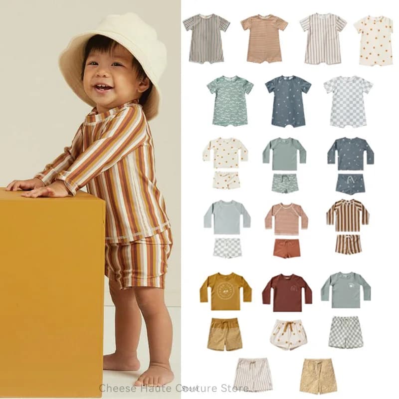 RC Baby Boys costumi da bagno 1-12Y nuovo marchio estivo per bambini semplice motivo floreale a strisce 2022 di apprendimento infantile costumi da bagno
