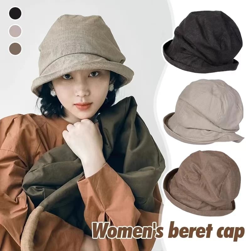 Small Brim Summer Uv Resistant Breathable Linen Basin Hat Organic Cotton Japanese Designcotton Linen Pleated Women