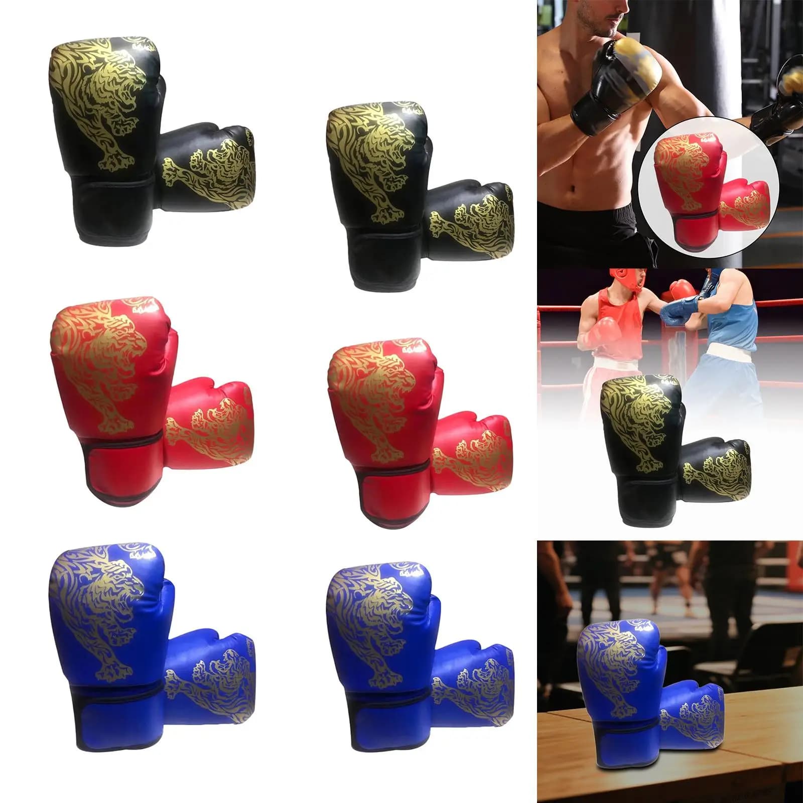 Guantoni da Boxe Unisex per Adulti in PU, Guanti da Allenamento e Sparring per Attrezzatura da Kickboxing