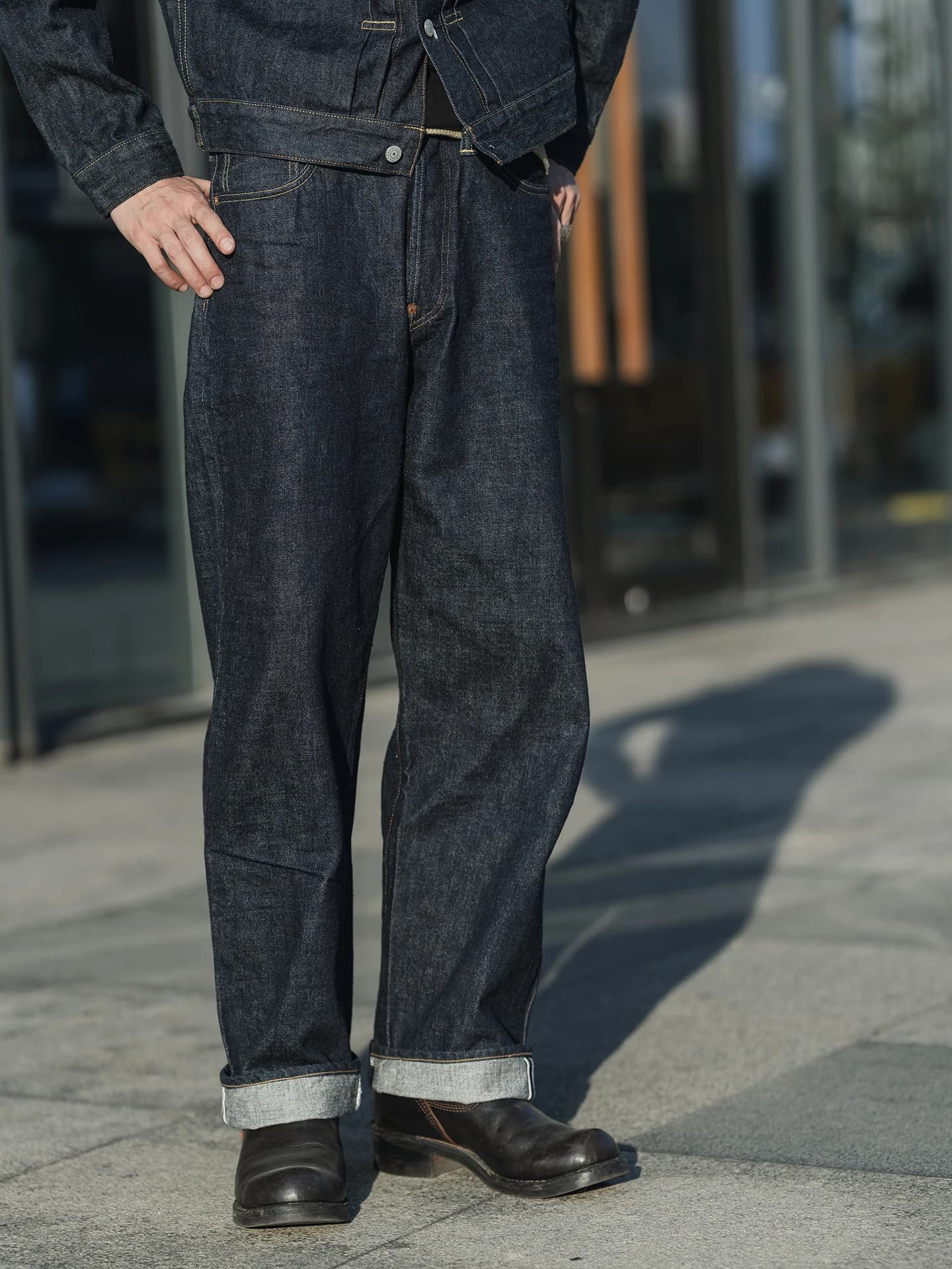 Jeans Bronson Vintage Robusti a Vita Alta e Gamba Dritta, Pantaloni Larghi in Denim con Bottoni Paris, Casual in Cotone