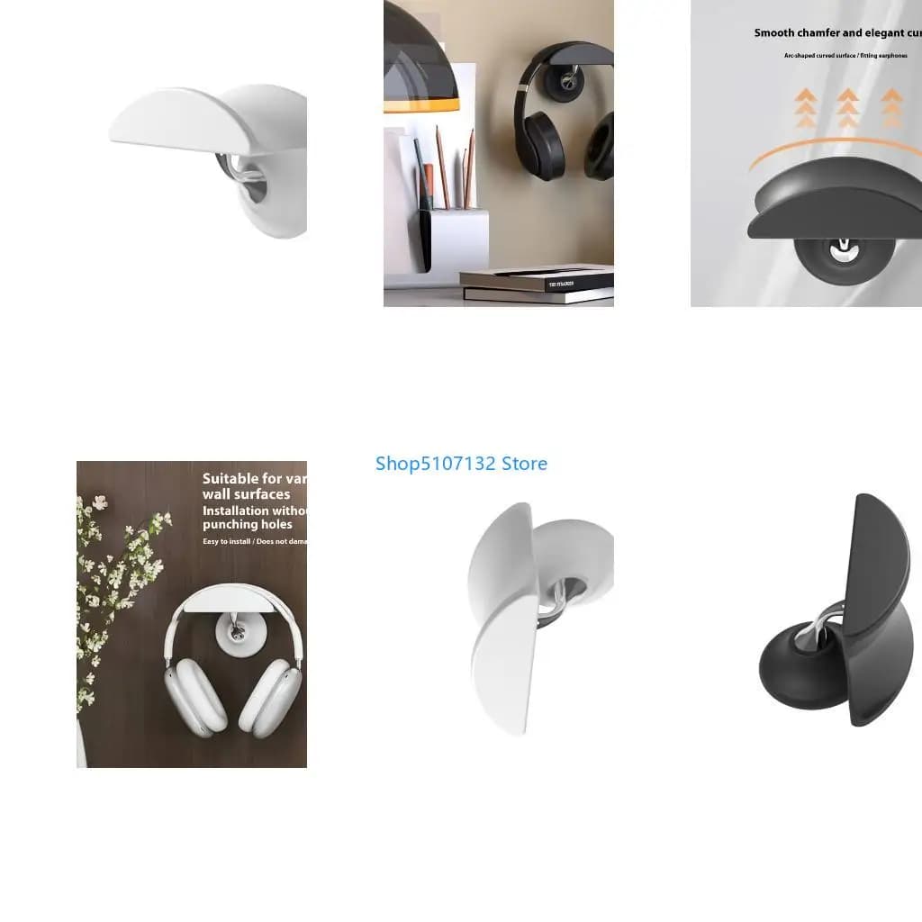 87HD Reusable Wall Mount Headphone Stand With Soft Silicone Padding Secure No Design For Headphones Display Hooks