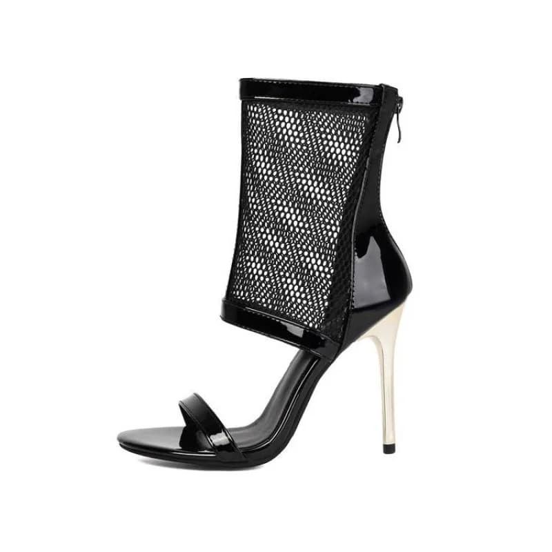 Tacco sottile, Chiusura con cerniera, Punta quadrata, Leggero, Traspirante, Tendenza moda, Punta aperta, Semplice ed elegante, Traforato