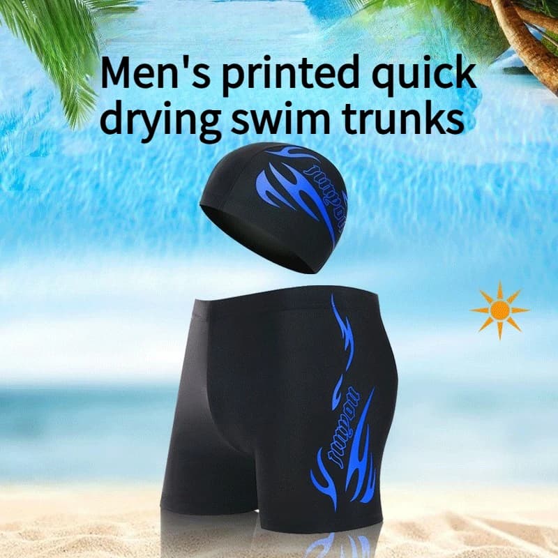 Costume da bagno da uomo a rapida asciugatura, taglie forti, con pantaloncini a vita bassa e cappuccio, ideale per le vacanze