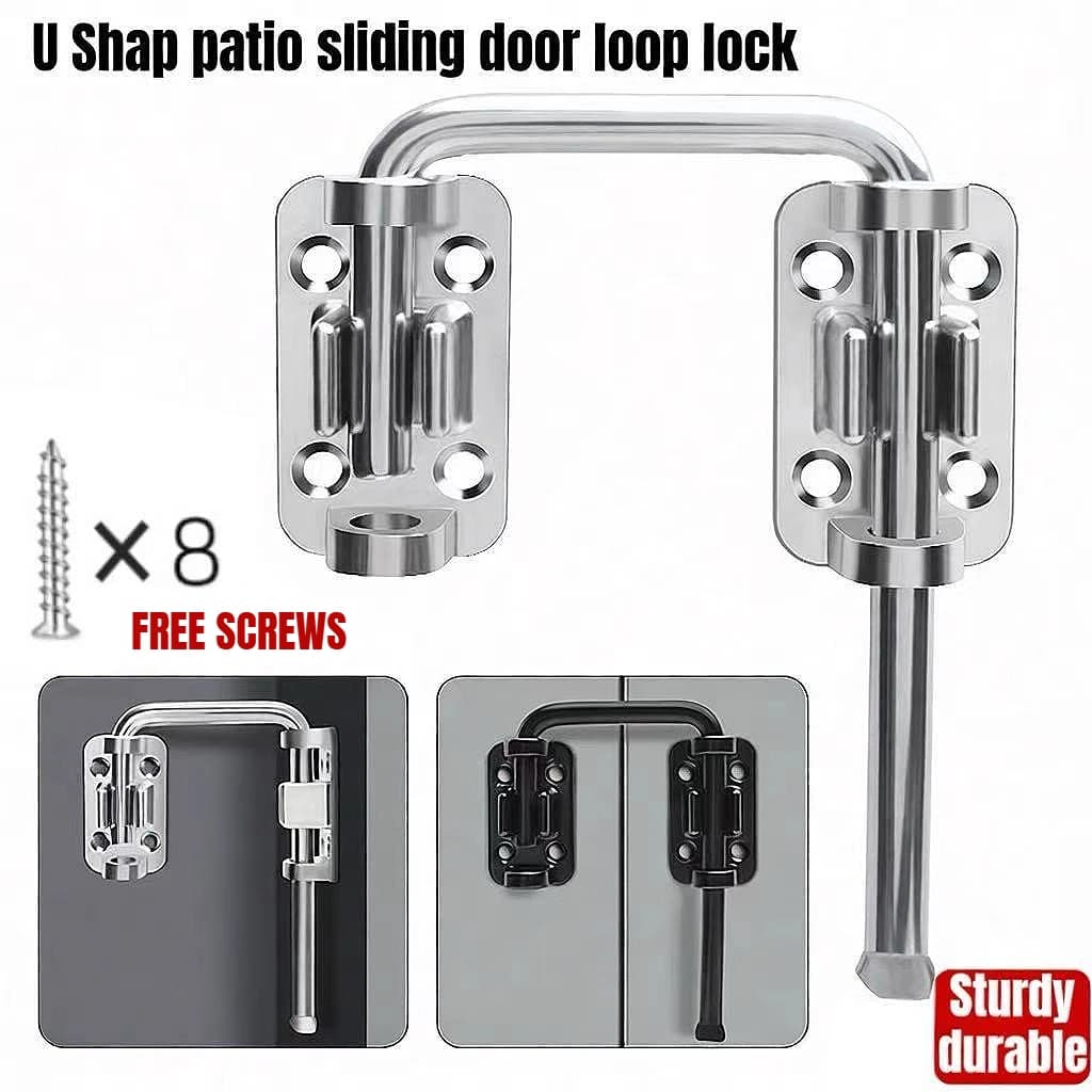 Serratura a U Antifurto per Porte Scorrevoli da Patio – Chiusura a 90/180 Gradi in Lega di Zinco Resistente con Viti di Sicurezza