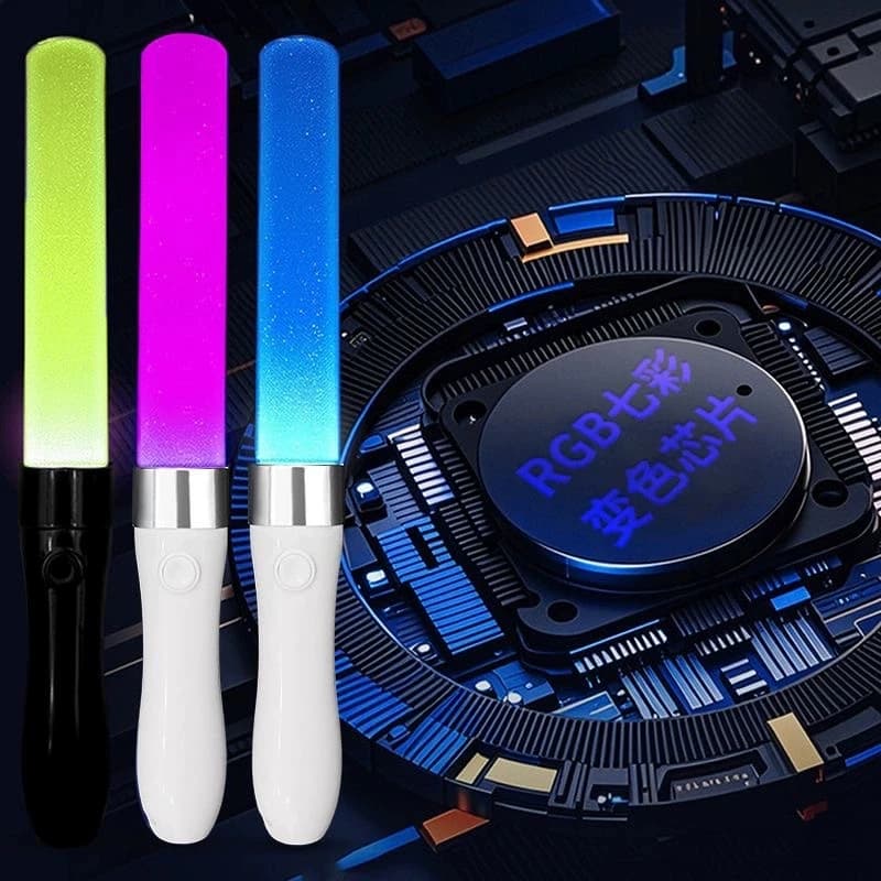 Bastone luminoso a 7 colori con controllo a un pulsante che cambia colore, alimentato a batteria, per concerti, feste di compleanno e celebrazioni