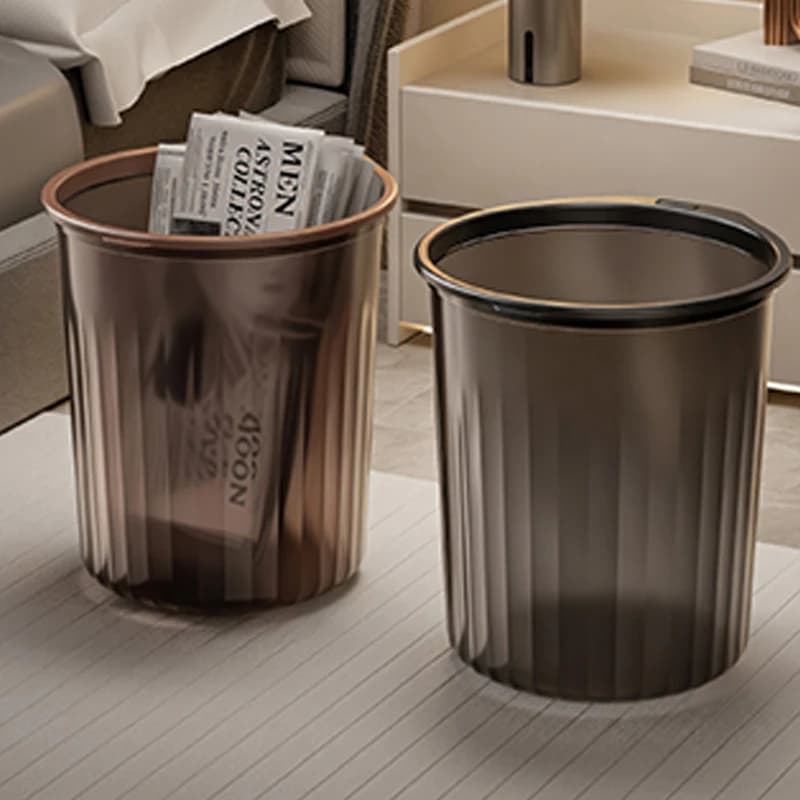 Grande bidone della spazzatura in plastica trasparente per uso domestico Anello ad alta pressione estetica Cestino di carta spesso Cucina Bagno Soggiorno