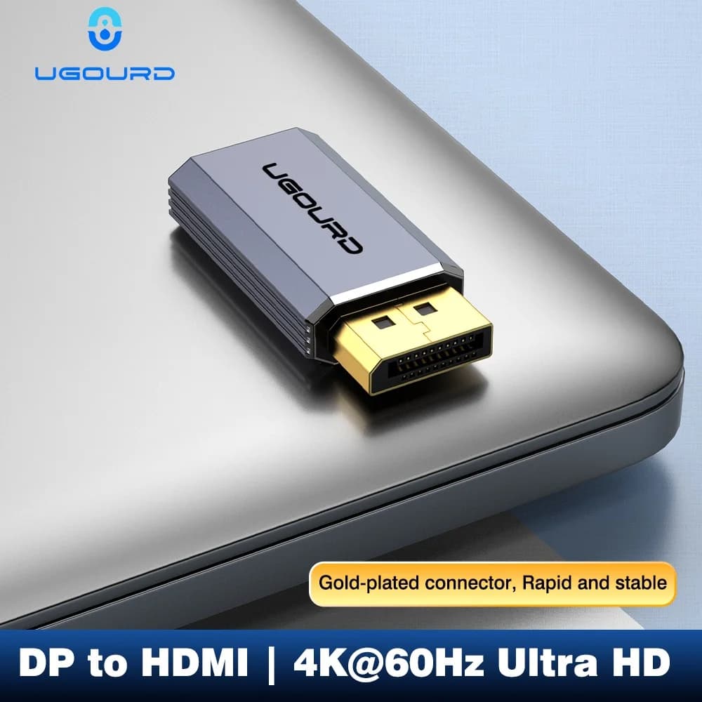 Adattatore UGOURD da DP a HDMI, convertitore da DisplayPort 1.2 a HDMI femmina 4K@60Hz UHD, unidirezionale 2K@144Hz per monitor GPU desktop