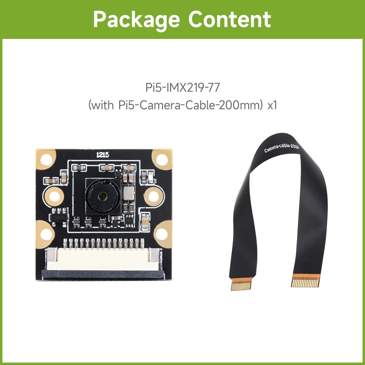 Camera module Waveshare Raspberry Pi 5 IMX219 for Raspberry Pi 5, 8MP, MIPI-CSI interface, options for 79.3 °/120 ° FOV FOV