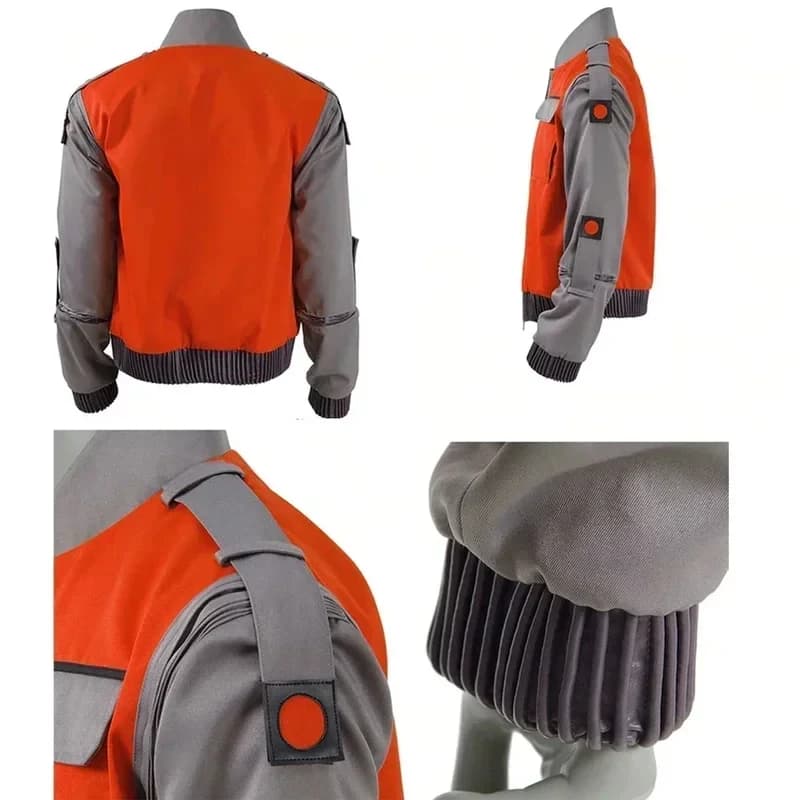 A'9/m; Giacca di Marty McFly da 'Ritorno al futuro' Jr. Marlene Seamus, costume cosplay, cappotto classico rosso arancione, Hb;6'j,k.9;a