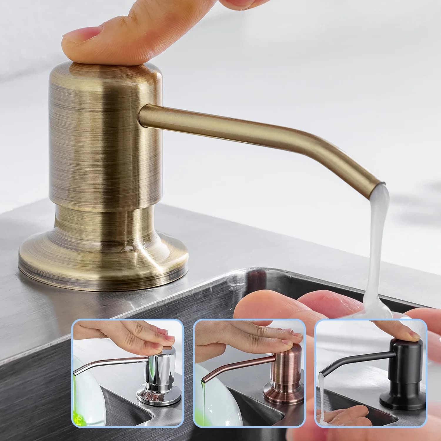 Dispenser di sapone da cucina 500ml Dispenser di sapone incorporato per cucina accessori da bagno pompa in acciaio inossidabile bottiglia di PE liquido