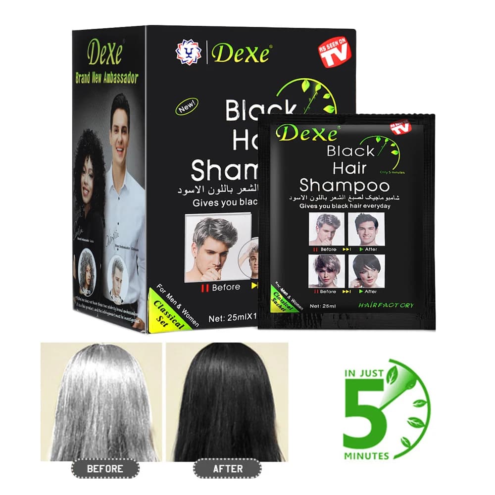 10 pezzi Dexe Shampoo per capelli neri veloci Solo 5 minuti Bianco Diventa colore dei capelli neri Depilazione grigia per uomo Donna Tinture per capelli veloci