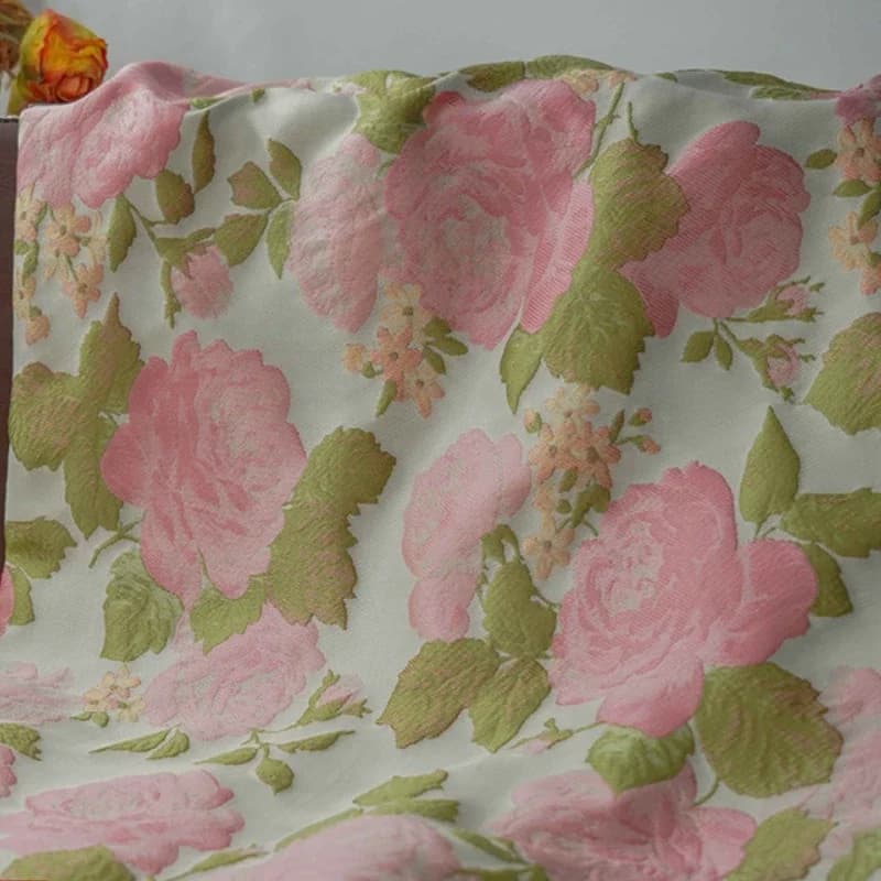 Yarn-dyed Jacquard Fabric Pink Women's Rose Dress Shirt Curtain Pillow Wash Makeup Bag Fashion Design Sewing Cloth by the Meter