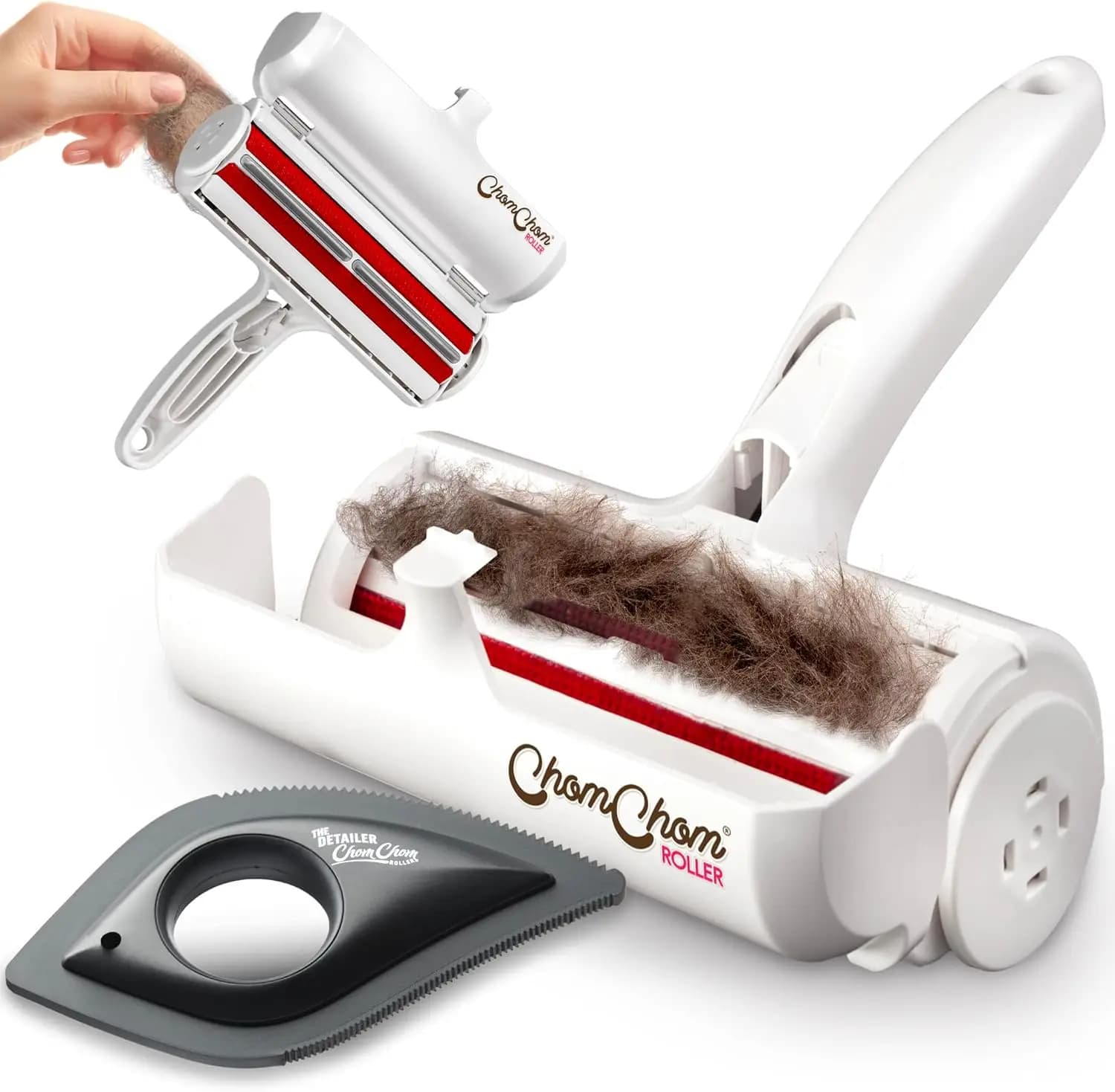 Set Dettagliato - Rimuovi Peli di Animali Domestici e Rullo Anti-Pelucchi Riutilizzabile - ChomChom Rimuovi Peli di Gatto e Cane per