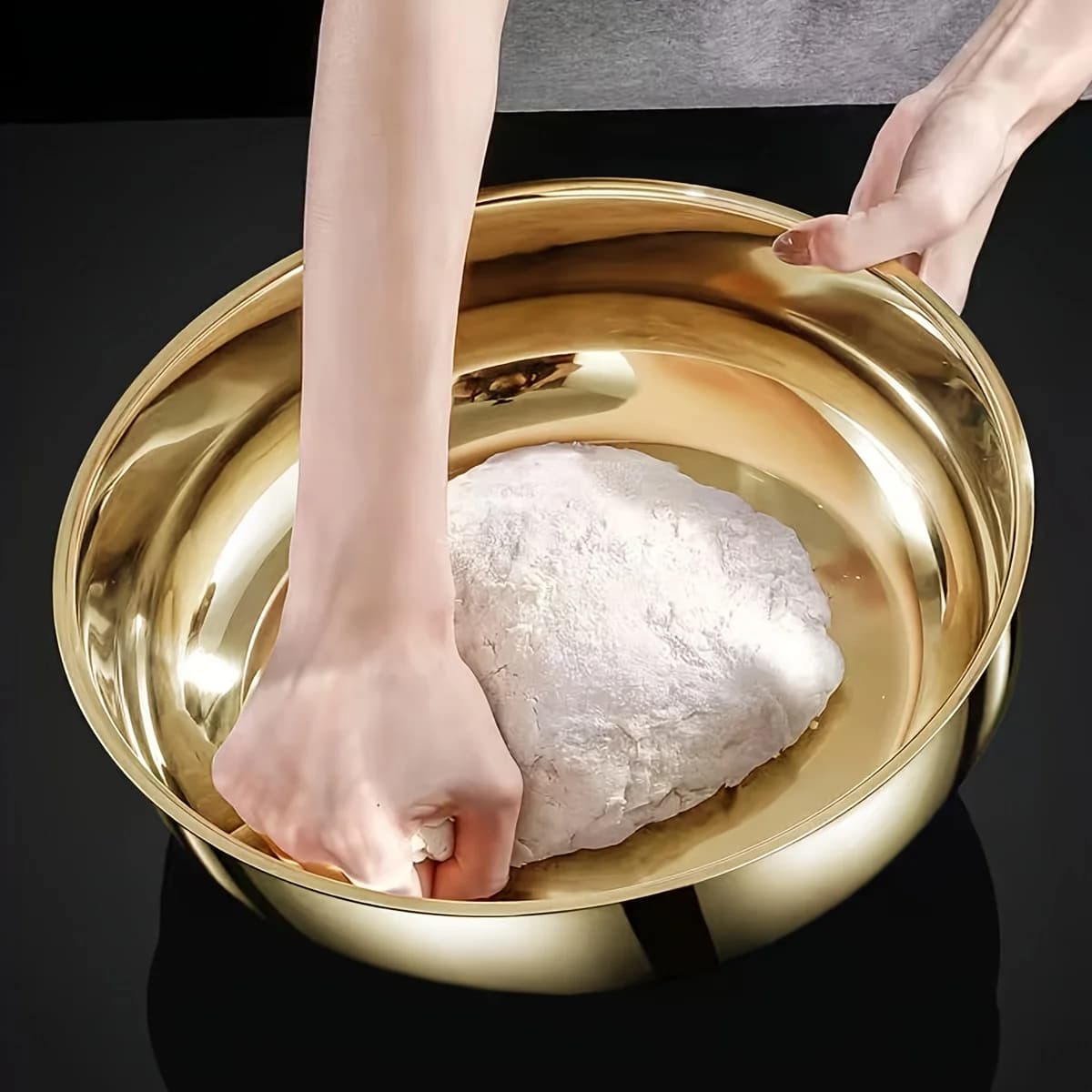 Ciotola per Mescolare in Acciaio Inox Dorato - Resistente alla Corrosione, Adatta per Impastare, Servire Noodle e Pulire Verdure