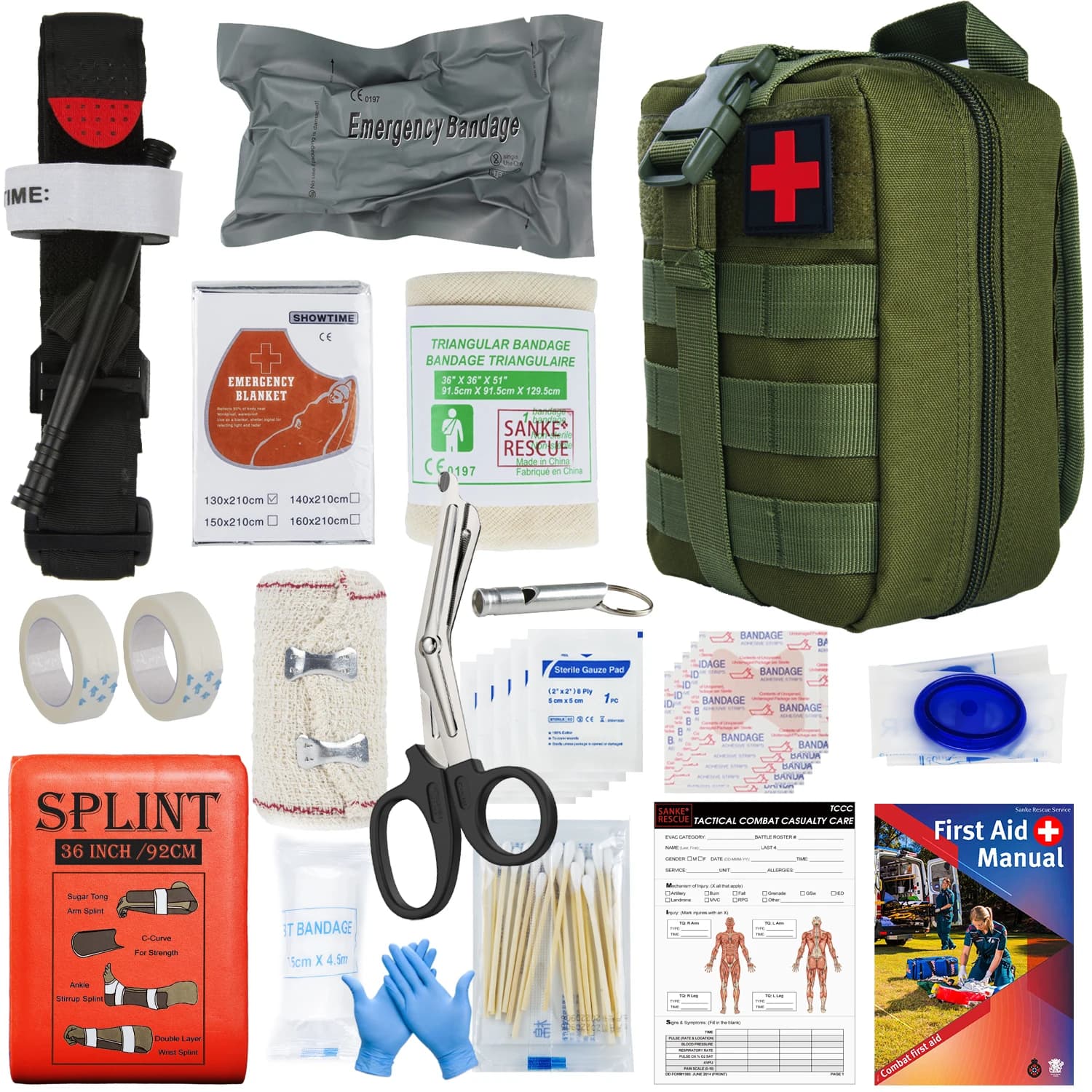 Sanke Rescue EDC Pouch Kit di pronto soccorso Kit di sopravvivenza tattico Trauma Molle Pouch per attrezzi di utilità per escursioni in campeggio