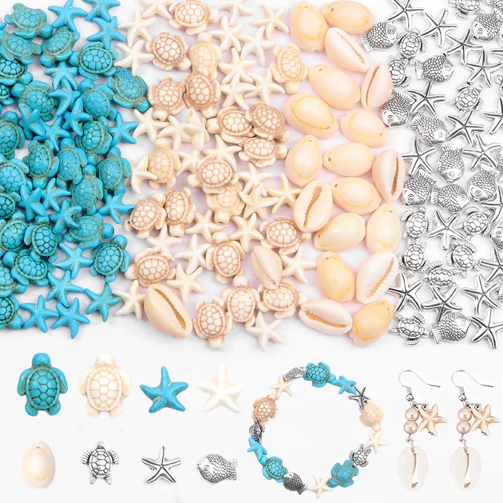 29/55/81 pezzi di perline multicolori della serie tartaruga turchese possono essere utilizzate per braccialetti, collane, orecchini e gioielli fai-da-te