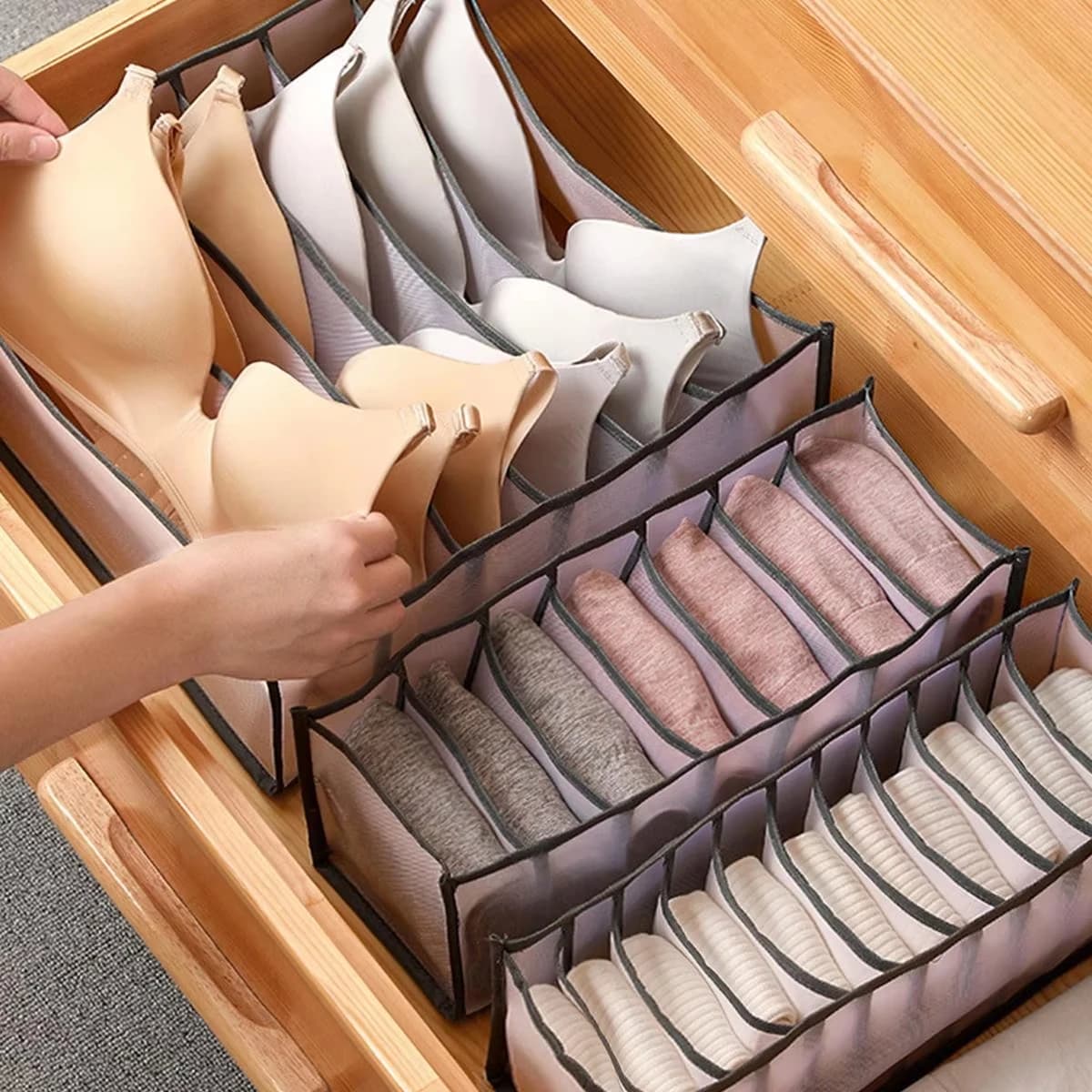 3in1 Underwear, Underwear, Socks Storage Box, Household Compartment Drawer Style Fabric Multifunctional Storage