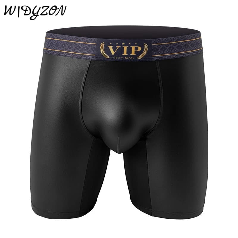 Mutandine boxer lunghe da uomo Intimo uomo Boxer da uomo con custodia a U Pantaloncini in ecopelle Comodi mutande morbide a gamba lunga Hombre