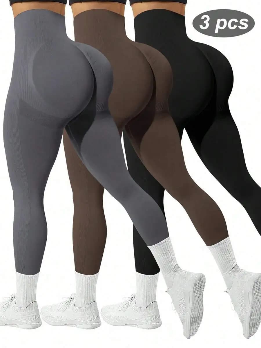 Leggings da yoga elasticizzati senza cuciture a vita alta per donna
