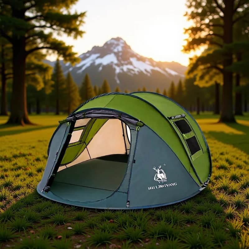 HuiLingYang 3-4 Person Four Seasons Pop Up Automatic Tent Portable Foldable Waterproof UV Resistant Camping Tent for Outdoor Hik