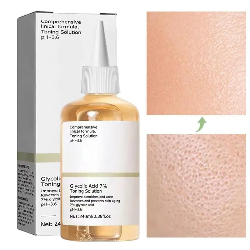 100ml/240ml Tonico viso esfoliante Acido glicolico 7% Soluzione tonificante Nutriente Tonico acido glicolico delicato Essenza viso