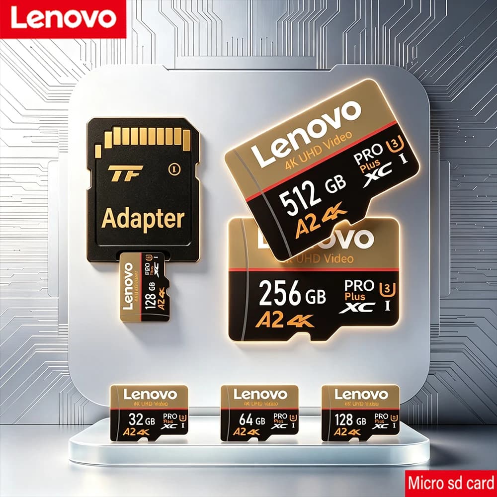 Lenovo Ultra Micro TF Card 512GB/256GB/128GB/64GB/32GB High-Speed Mini Thumb SD Memory Card for 4K UHD Video File Storage