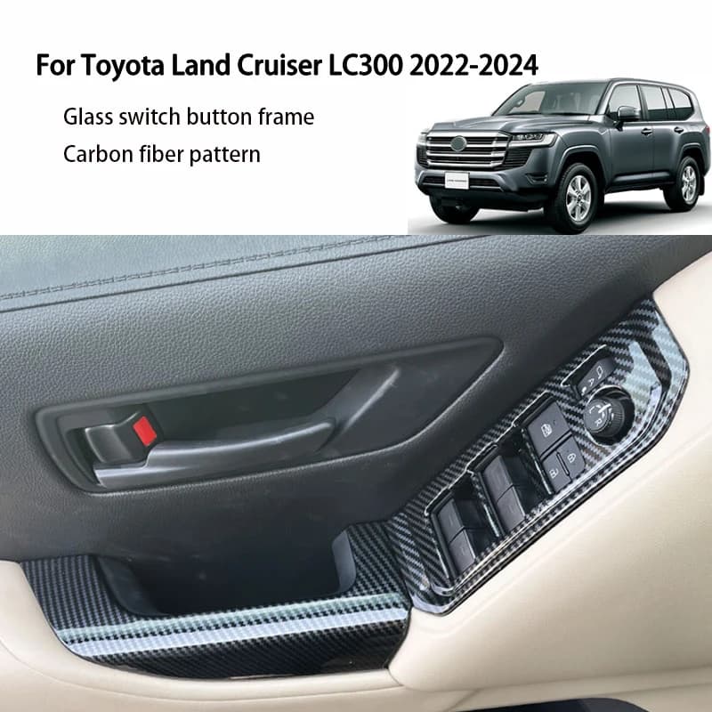 For Toyota Land Cruiser 300 LC300 2022-2024 Window Lift Switch Frame Door Handle Interior Cover Carbon Fiber Decoration Stickers