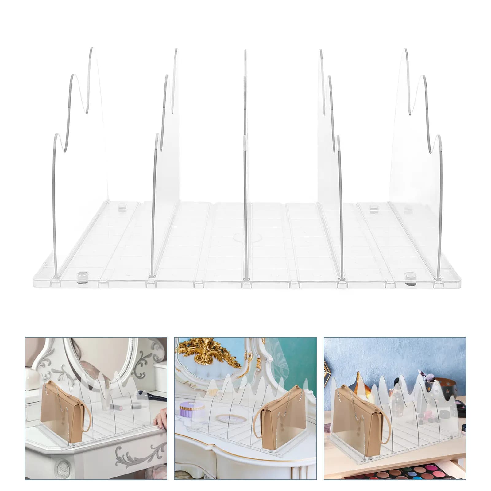 Divisorio Trasparente per Armadio, Organizzatore per Borse, Separatore per Borsette, Divisorio in Plastica Trasparente per Scaffali, Contenitore Multiuso per Armadietti